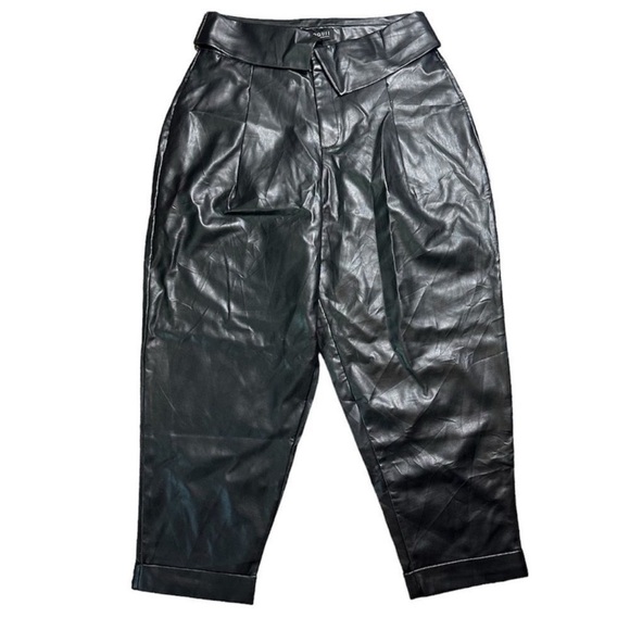 Eloquii Classic Fit Faux Leather Trouser With Folded Waist Size 14 V - Picture 2 of 9